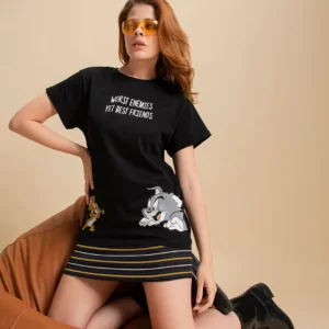 Women's Black Worst Enemies Boyfriend T-shirt