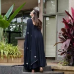 Black Anarkali And Pant With Dupatta - Image 4